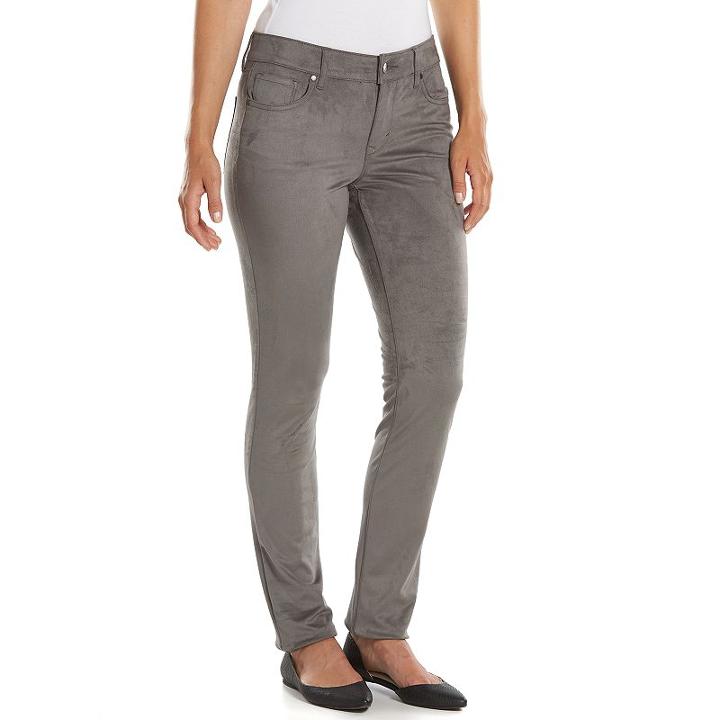 Petite Gloria Vanderbilt Bridget Faux-suede Skinny Pants, Women's, Size: 14 Petite, Dark Grey