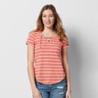 Women's Sonoma Goods For Life&trade; Striped Lace-up Tee, Size: Xl, Pink