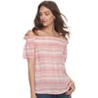 Women's Juicy Couture Striped Off-the-shoulder Top, Size: Xl, Sorbet Pink