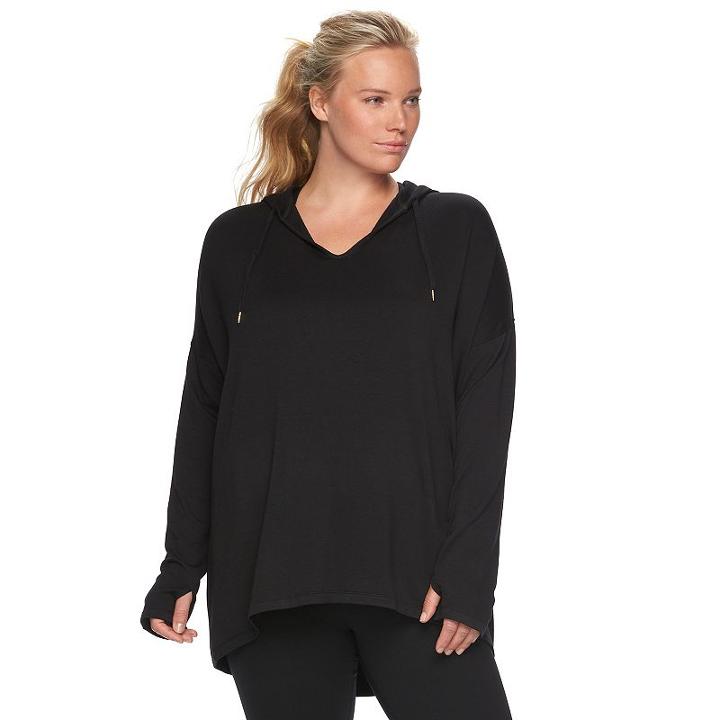 Plus Size Gaiam Mindful Hooded Fleece Top, Women's, Size: 1xl, Black