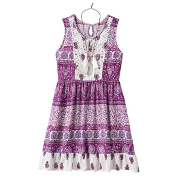 Girls 7-16 Knitworks Lace & Paisley Babydoll Dress, Girl's, Size: 8, Med Purple