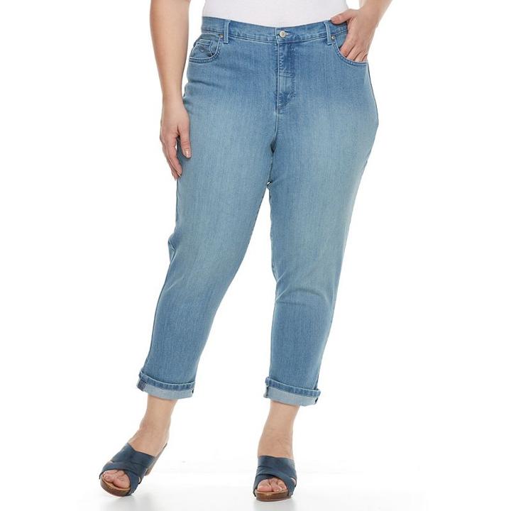 Plus Size Gloria Vanderbilt Amanda Roll-cuff Crop Jeans, Women's, Size: 20 W, Blue