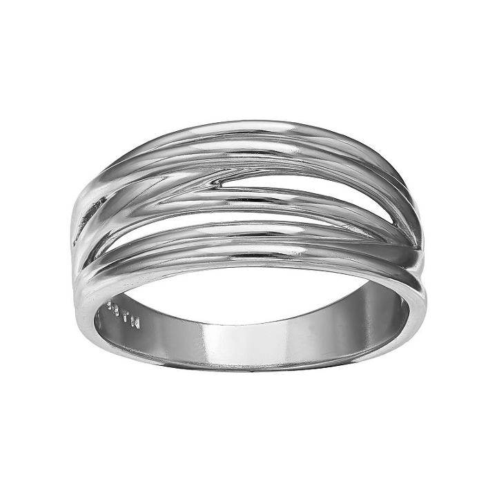 Sterling Silver Multi Row Crisscross Ring, Women's, Size: 9, Grey