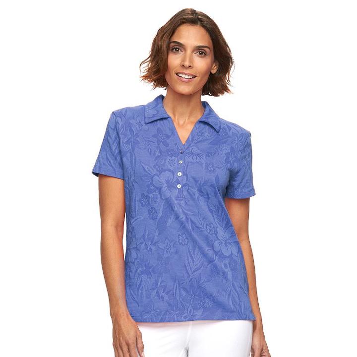 Caribbean Joe, Women's Jacquard Polo, Size: Small, Med Blue