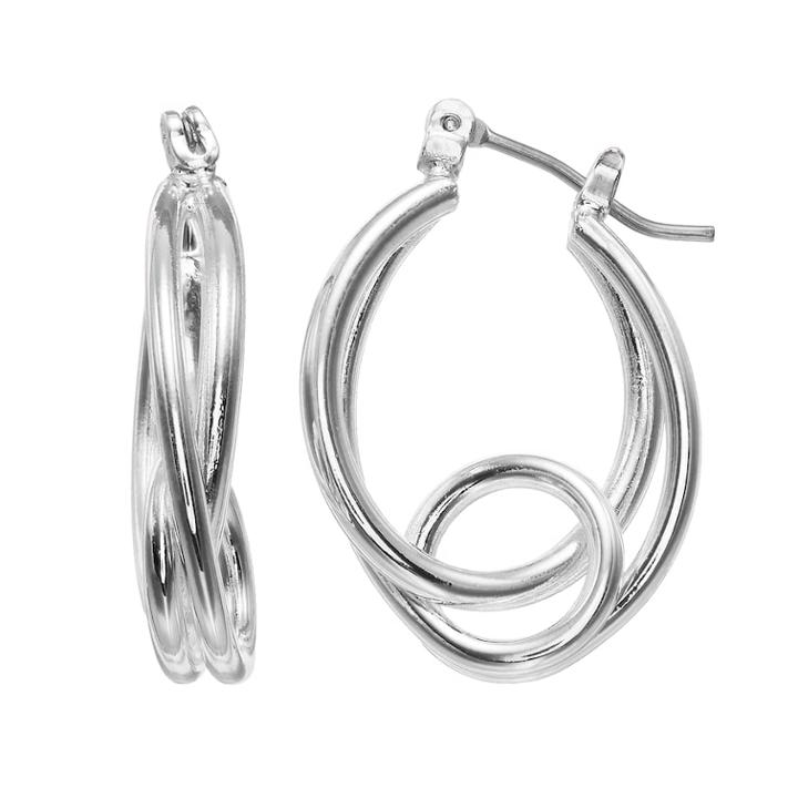 Napier Oval Loop Hoop Earrings, Women's, Silver