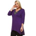 Plus Size White Mark Beaded High-low Hem Tunic, Women's, Size: 2xl, Purple