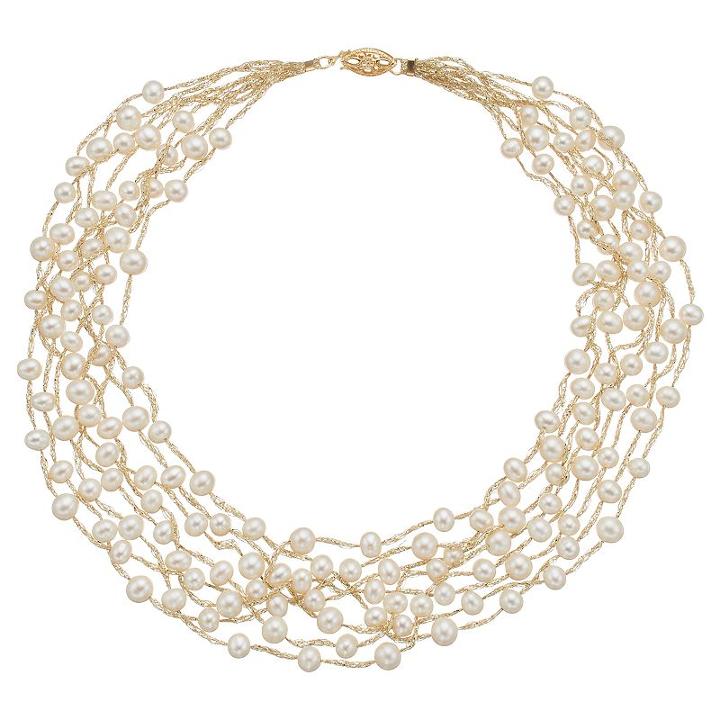 Freshwater Cultured Pearl Multi Strand Necklace, Women's, Size: 18, White