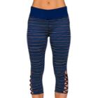 Women's Jockey Sport Go Stripe Lattice Capri Leggings, Size: Xl, Brt Blue