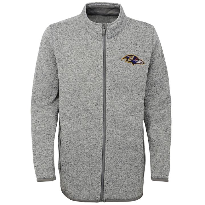 Boys 8-20 Baltimore Ravens Lima Fleece Jacket, Size: Xl 18-20, Grey
