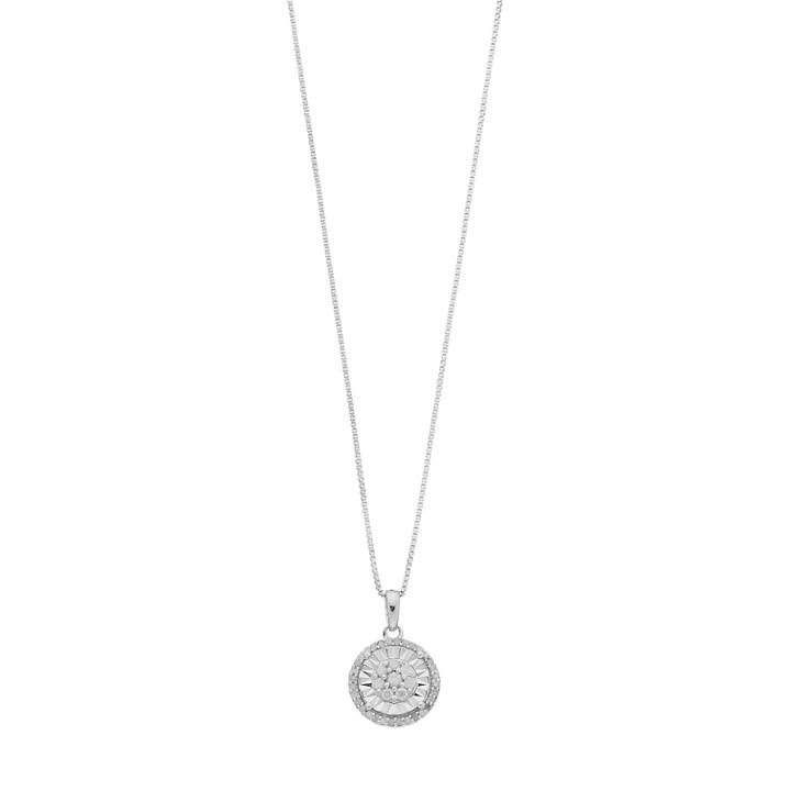 Sterling Silver 1/4 Carat T.w. Diamond Circle Pendant Necklace, Women's, Size: 18, White