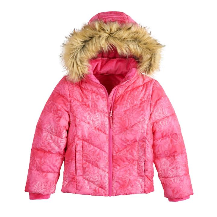 Girls 4-16 So&reg; Faux Fur Heavyweight Puffer Jacket, Size: 6-6x, Med Pink