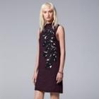 Women's Simply Vera Vera Wang Beaded Mockneck Sweaterdress, Size: Xl, Red