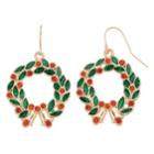 Red Wreath Nickel Free Drop Earrings, Women's, Multicolor