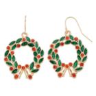 Red Wreath Nickel Free Drop Earrings, Women's, Multicolor
