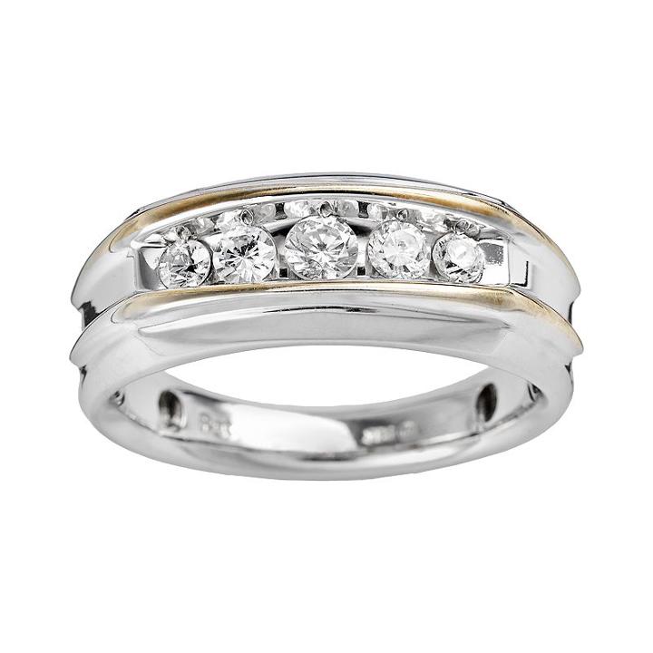 10k Gold Two Tone 1/2-ct. T.w. Diamond Band - Men, Size: 9, White