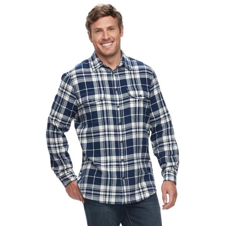 Big & Tall Sonoma Goods For Life&trade; Modern-fit Supersoft Flannel Button-down Shirt, Men's, Size: Xxl Tall, Dark Blue