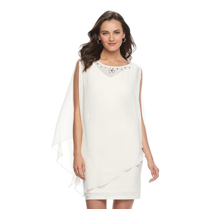 Women's Expo Cold-shoulder Popover Shift Dress, Size: 8, Natural