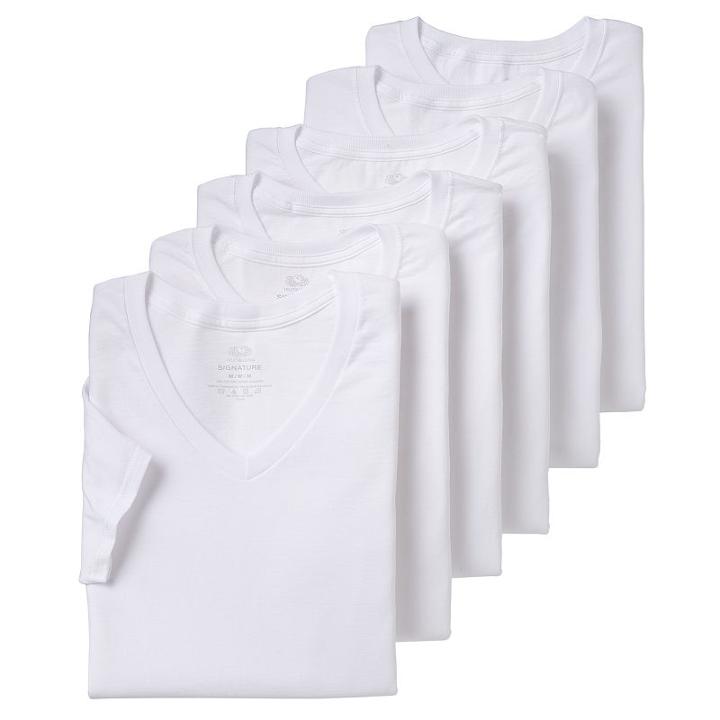 Men's Fruit Of The Loom 6-pack V-neck Tees, Size: Xl, White