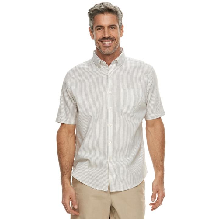 Men's Croft & Barrow&reg; Classic-fit Linen-blend Button-down Shirt, Size: Small, Med Beige