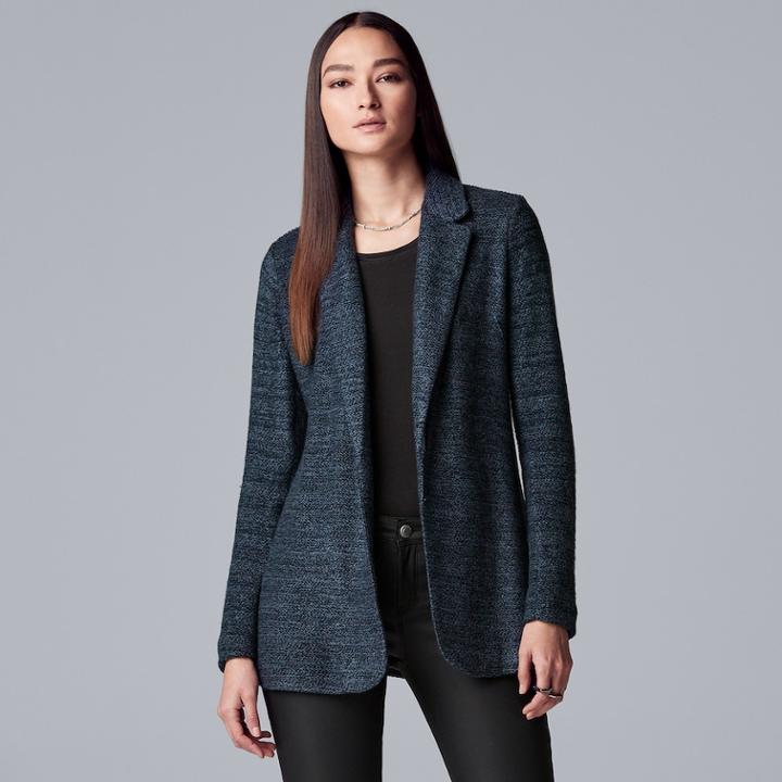 Women's Simply Vera Vera Wang Marled Blazer, Size: Xl, Blue (navy)