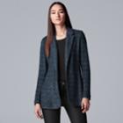 Women's Simply Vera Vera Wang Marled Blazer, Size: Xl, Blue (navy)