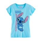Disney's Stitch Girls 7-16 Good Vibes Glitter Graphic Tee, Size: Large, Blue Other