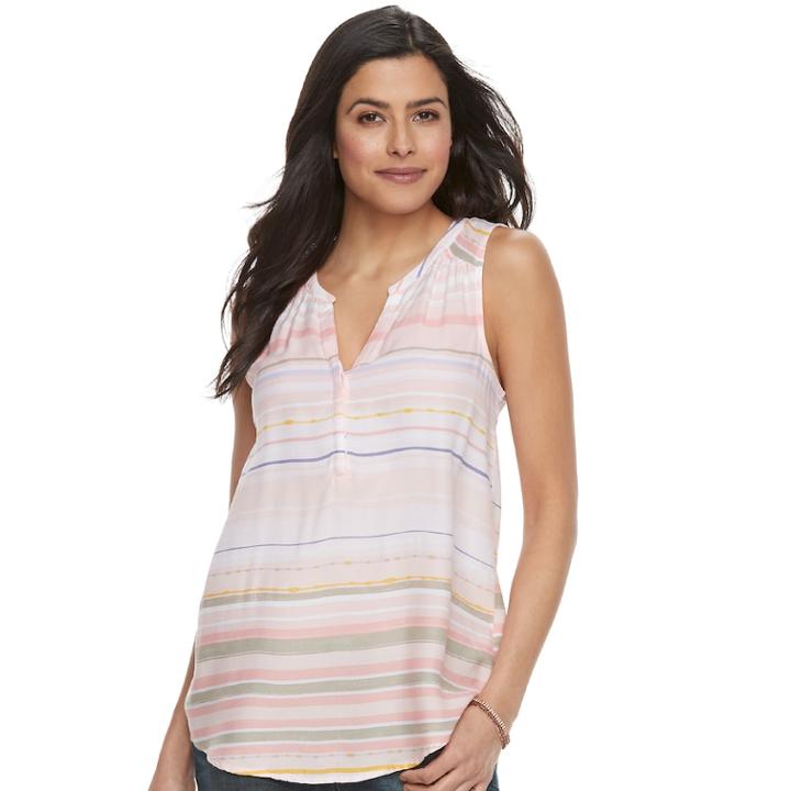 Women's Sonoma Goods For Life&trade; Printed Tank, Size: Xxl, Med Pink