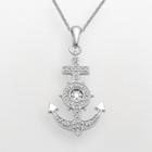 Sterling Silver 1/10-ct. T.w. Diamond Anchor Pendant, Women's, Size: 18, White