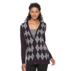 Women's Croft & Barrow&reg; V-neck Button-down Cardigan, Size: Xs, Drk Purple