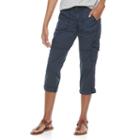 Petite Sonoma Goods For Life&trade; Tie Hem Cargo Capri Pants, Women's, Size: 14 Petite, Dark Blue