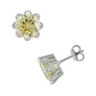 Siri Usa By Tjm Sterling Silver Canary And White Cubic Zirconia Stud Earrings, Women's, Yellow
