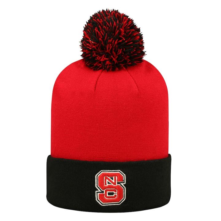 Adult Top Of The World North Carolina State Wolfpack Pom Knit Hat, Men's, Med Red
