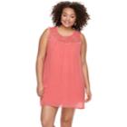 Juniors' Plus Size Lily Rose Lace-yoke Shift Dress, Teens, Size: 1xl, Med Red