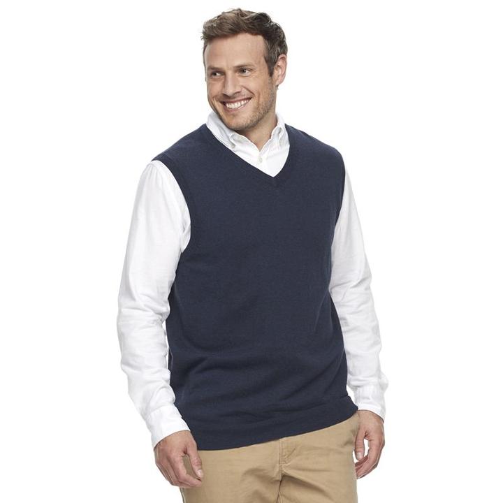 Big & Tall Croft & Barrow&reg; Classic-fit Easy-care Sweater Vest, Men's, Size: Xl Tall, Dark Blue