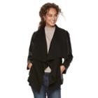 Women's Apt. 9&reg; Faux-leather Ribbed Sweater Jacket, Size: Xl, Black
