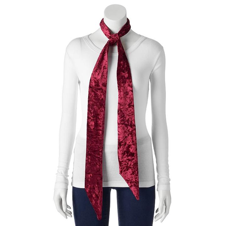 Mudd&reg; Velvet Skinny Scarf, Women's, Dark Red