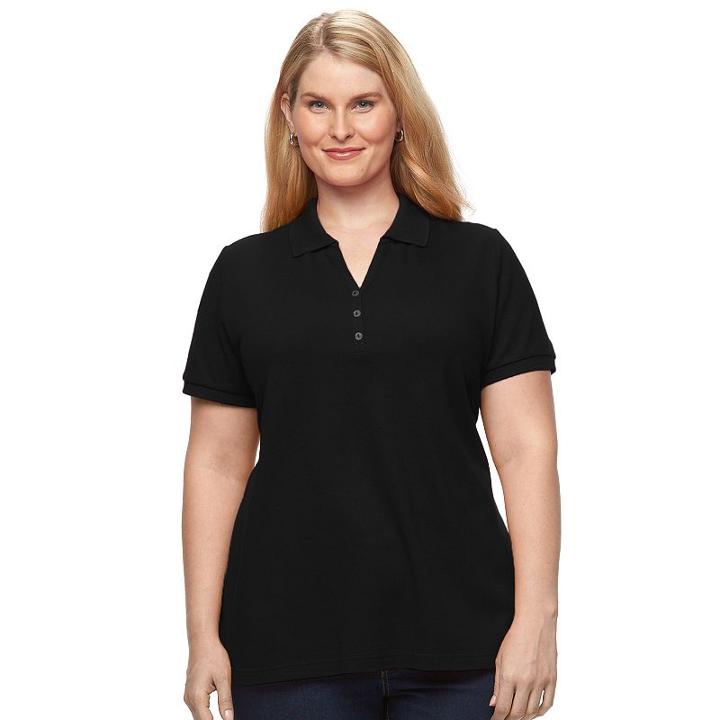 Plus Size Croft & Barrow&reg; Solid Polo, Women's, Size: 3xl, Black