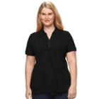 Plus Size Croft & Barrow&reg; Solid Polo, Women's, Size: 3xl, Black