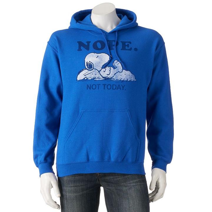 Men's Peanuts Snoopy Not Today Pullover Hoodie, Size: Large, Blue (navy)
