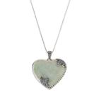 Tori Hill Sterling Silver Jade & Marcasite Heart Pendant, Women's, Size: 18, Multicolor