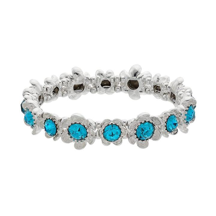 Napier Simulated Crystal Flower Stretch Bracelet, Women's, Blue