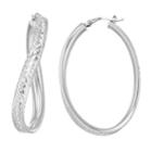 Sterling Silver Textured Twist Hoop Earrings, Women's