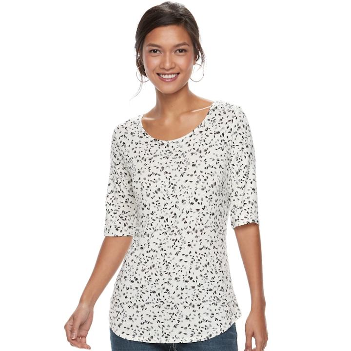 Women's Apt. 9&reg; Essential Elbow-sleeve Tee, Size: Large, White