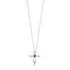 Sterling Silver Amethyst & Lab-created White Sapphire Cross Pendant, Women's, Size: 18, Purple