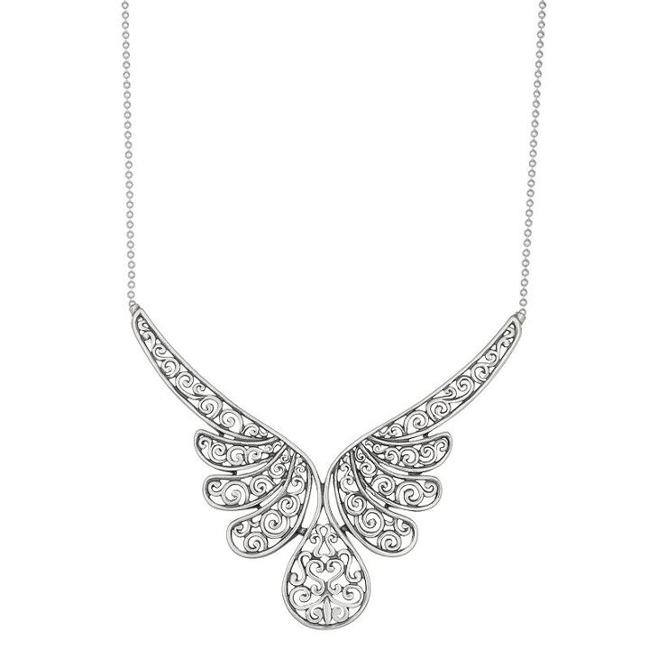 Sterling Silver Filigree Angel Wing Statement Necklace, Women's