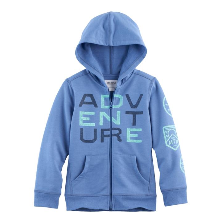 Boys 4-7x Sonoma Goods For Life&trade; Adventure Zip Hoodie, Size: 5, Med Blue
