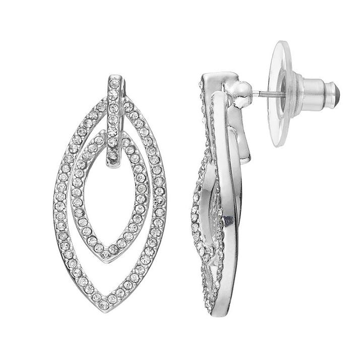 Chaps Simulated Crystal Double Marquise Drop Earrings, Women's