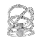 White Topaz Sterling Silver Crisscross Ring, Women's, Size: 5