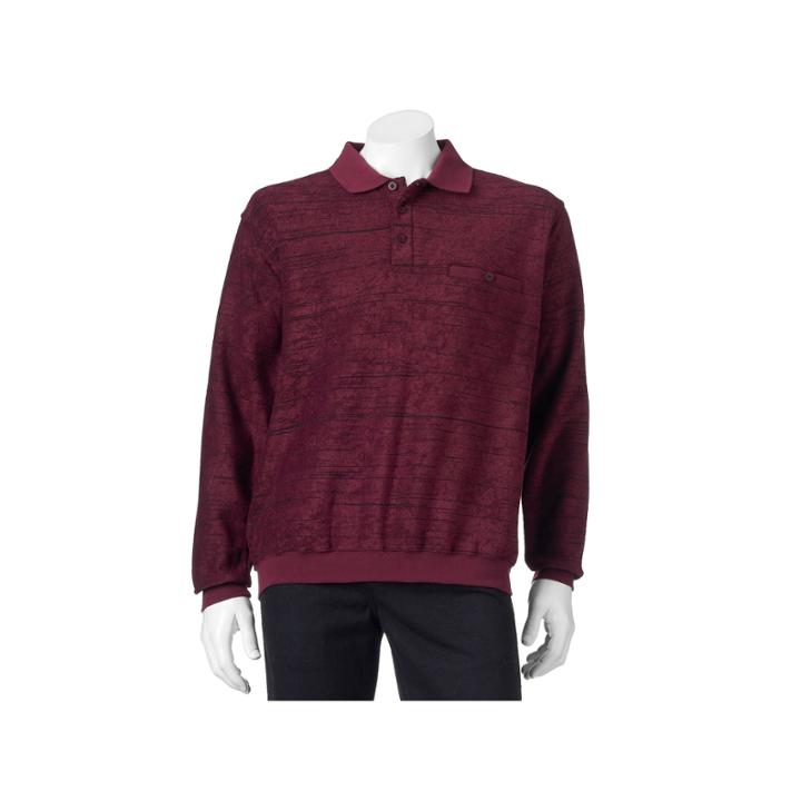 Men's Safe Harbor Classic-fit Striped Banded-bottom Polo, Size: Medium, Dark Red