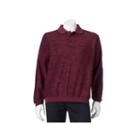 Men's Safe Harbor Classic-fit Striped Banded-bottom Polo, Size: Medium, Dark Red